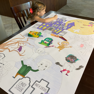 Halloween Night Table Size Coloring Sheet